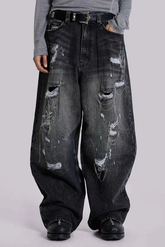 XL Colossus Jeans mit Ketten und Distressed-Effekt