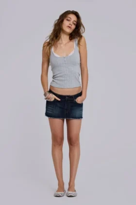 Zadie Denim Cut-Off-Minirock in dunkler Waschung