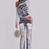 Zain Shredded Bootcut-Jeans in Grau