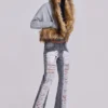 Zain Shredded Bootcut-Jeans in Grau