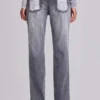 Zain Shredded Bootcut-Jeans in Grau