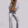 Zain Shredded Bootcut-Jeans in Grau