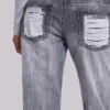 Zain Shredded Bootcut-Jeans in Grau