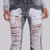 Zain Shredded Bootcut-Jeans in Grau