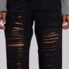 Zain Shredded Bootcut-Jeans in Schwarz