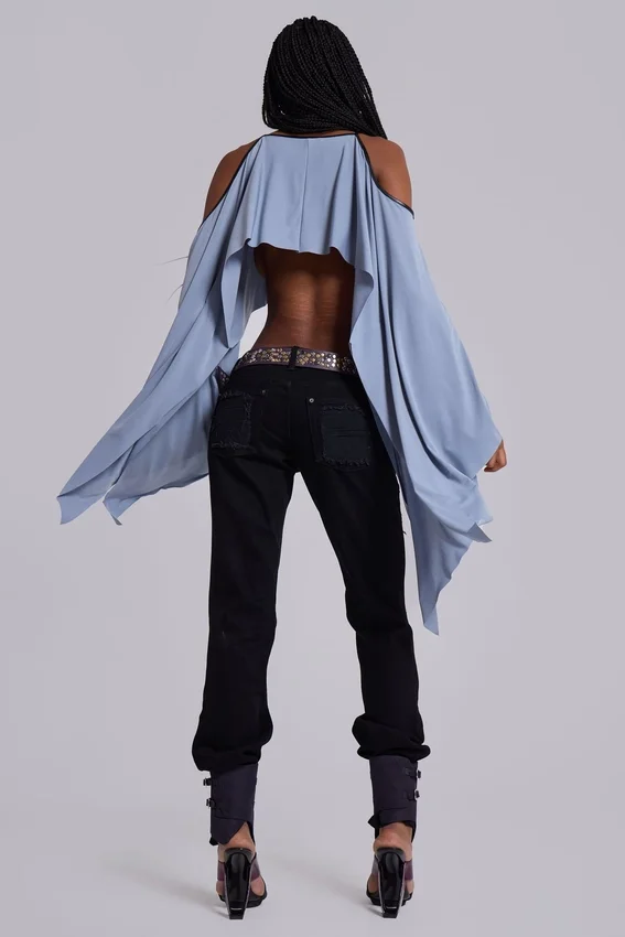 Zain Shredded Bootcut-Jeans in Schwarz