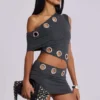 Zarco Asymmetrisches Minikleid mit Ösen