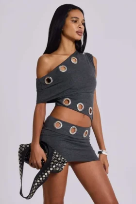 Zarco Asymmetrisches Minikleid mit Ösen
