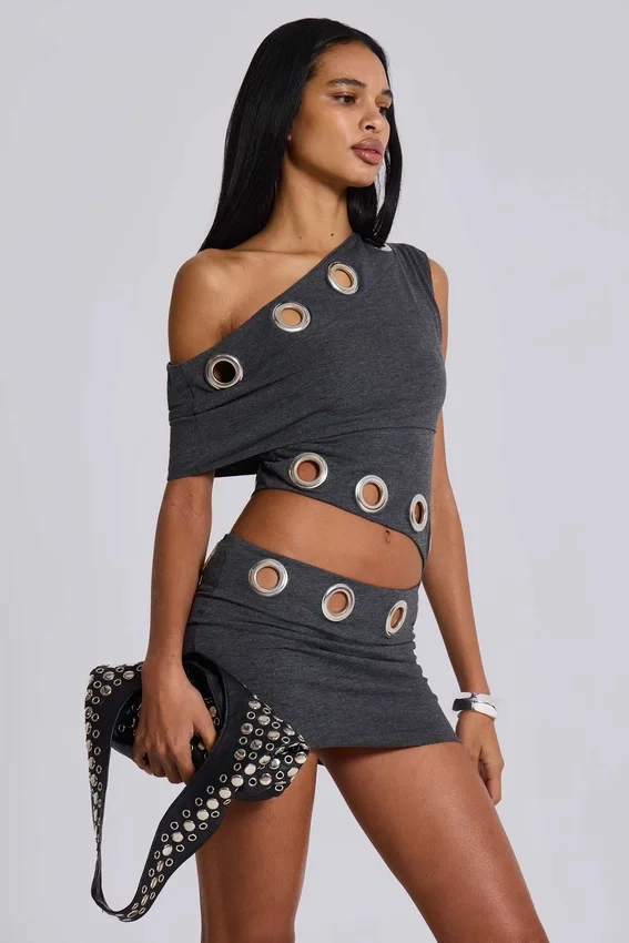 Zarco Asymmetrisches Minikleid mit Ösen
