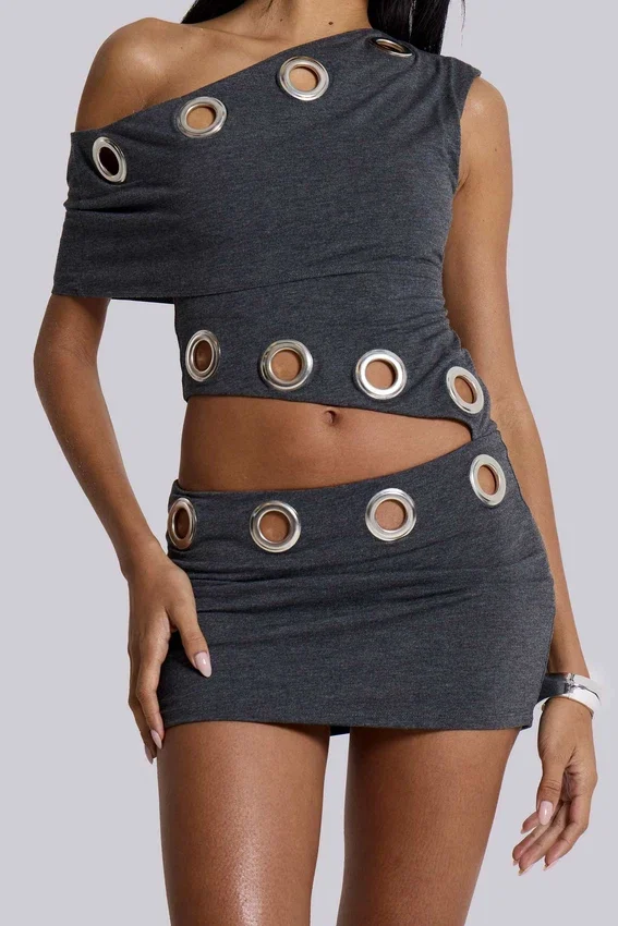Zarco Asymmetrisches Minikleid mit Ösen
